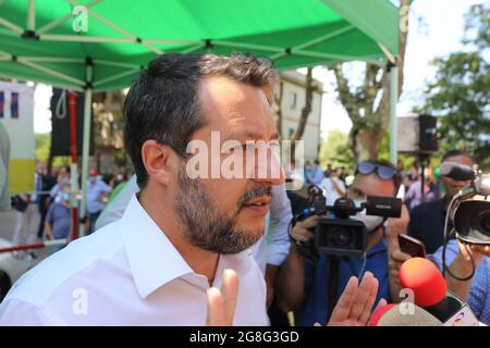 Frosinone, Italie. 20 juillet 2021. Matteo Salvini parle de justice et inaugure le quartier général de Lega. Credit: Antonio Nardelli / Alamy Live News Banque D'Images