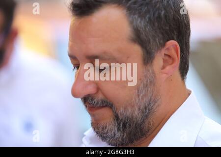 Frosinone, Italie. 20 juillet 2021. Matteo Salvini parle de justice et inaugure le quartier général de Lega. Credit: Antonio Nardelli / Alamy Live News Banque D'Images