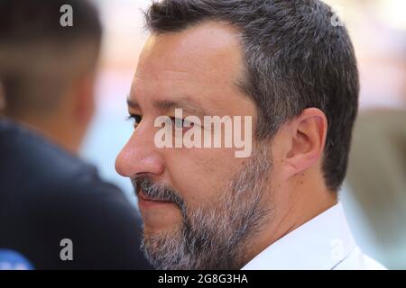 Frosinone, Italie. 20 juillet 2021. Matteo Salvini parle de justice et inaugure le quartier général de Lega. Credit: Antonio Nardelli / Alamy Live News Banque D'Images