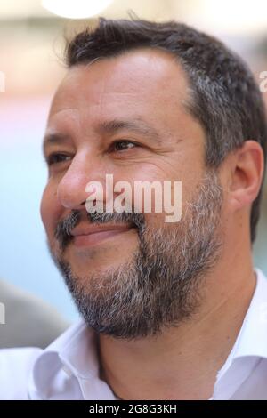 Frosinone, Italie. 20 juillet 2021. Matteo Salvini parle de justice et inaugure le quartier général de Lega. Credit: Antonio Nardelli / Alamy Live News Banque D'Images