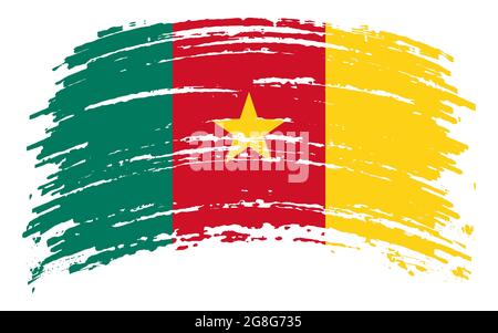 Drapeau du Cameroun en forme de trait de pinceau grunge, image vectorielle Illustration de Vecteur