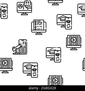 Formation en ligne apprentissage icônes de leçon définir le vecteur Illustration de Vecteur