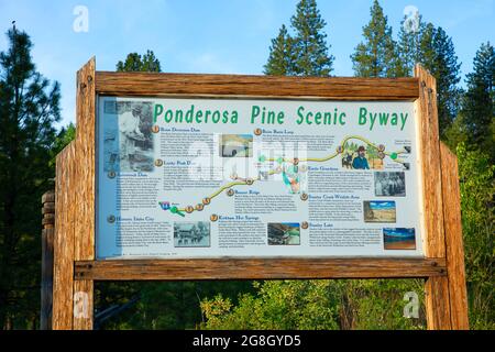 Carte Byway, Ponderosa Pine Scenic Byway, Boise National Forest, Idaho Banque D'Images