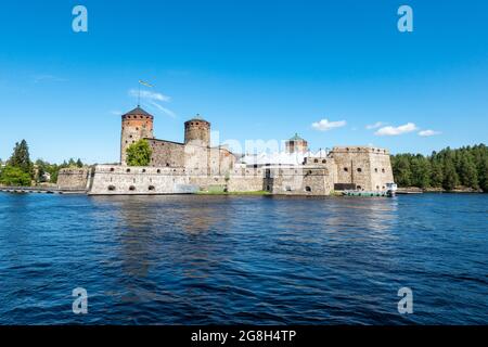 Forteresse médiévale en pierre Olavinlinna ou château Saint-OLAF, qui accueille le festival de l'opéra de Savonlinna, à Savonlinna, en Finlande Banque D'Images