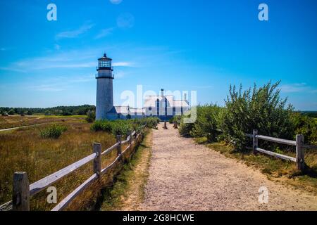 L'emblématique et actif dans le phare de Cape Cod National Seashore à North Truro Banque D'Images