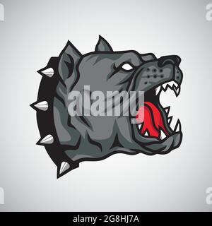 Angry Pitbull Dog Sports Team logo Mascot Design Vector Illustration de Vecteur