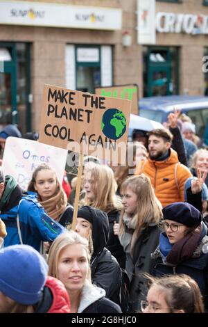 Munich, Allemagne. 29 novembre 2019. Affiche indiquant « Make the plante Cool Again ». Comme dans des milliers d'autres villes du monde, dix milliers ont manifesté pour la justice climatique à Munich sur 29. Novembre 2019. (Photo par Alexander Pohl/Sipa USA) crédit: SIPA USA/Alay Live News Banque D'Images