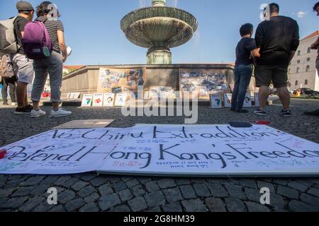 Munich, Allemagne. 18 juin 2019. Le 18.6.2019, quelques dizaines d'étudiants de Hong Kong à Munich se sont ralliés en solidarité avec le mouvement pas d'extradition vers la Chine. (Photo par Alexander Pohl/Sipa USA) crédit: SIPA USA/Alay Live News Banque D'Images