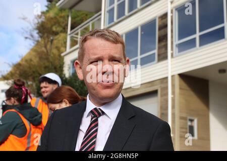 Wellington (Nouvelle-Zélande), le 21 juillet 2021. Le ministre de la réponse de Covid de la Nouvelle-Zélande, Chris Hipkins, après avoir tenu une conférence de presse. Crédit : Lynn grief/Alamy Live News Banque D'Images