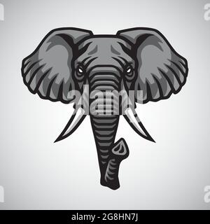 Logo Elephant Head icône Mascot Vector Premium Design Illustration de Vecteur