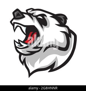 Logo Angry Panda Roar Vector Mascot Illustration de Vecteur