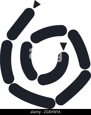 Silhouette de saucisses. Silhouettes isolées noires. Icône de remplissage en continu. Design moderne en glyphe. Illustration vectorielle. Produits à base de viande. Ingrédients alimentaires Illustration de Vecteur