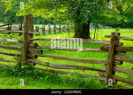 Lincoln Living Historical Farm Fence, Lincoln Boyhood National Memorial, Indiana Banque D'Images