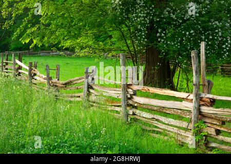 Lincoln Living Historical Farm Fence, Lincoln Boyhood National Memorial, Indiana Banque D'Images