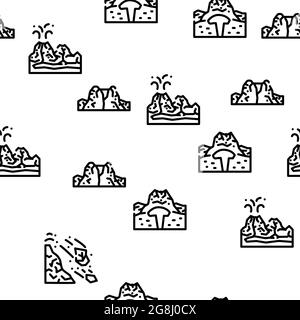 Volcano Lava motif vectoriel sans couture Illustration de Vecteur