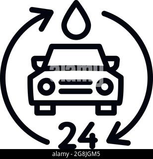 icône de lavage de voiture 24 heures. Contour 24 heures de voiture lavage icône vecteur pour la conception de web isolé sur fond blanc Illustration de Vecteur