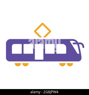 Icône en forme de glyphe à vecteur plat du tramway urbain. Symbole graphique pour la conception, le logo, l'application, l'interface utilisateur du site Web et des applications de voyage et de tourisme Illustration de Vecteur