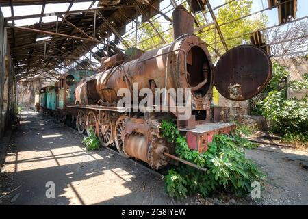 Les trains et la gare abandonnés au Liban Banque D'Images