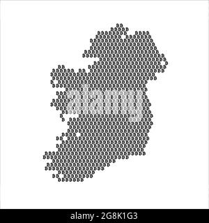 Carte de pays de l'Irlande avec logo de la crypto-monnaie en bitcoin Illustration de Vecteur