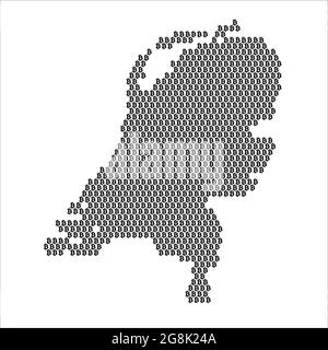 Carte des pays-Bas avec logo en bitcoin crypto-monnaie Illustration de Vecteur