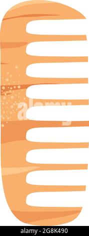 icône de peigne en bois sur fond blanc Illustration de Vecteur