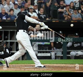 Yoan Moncada of the Chicago White Sox bats against the Cleveland