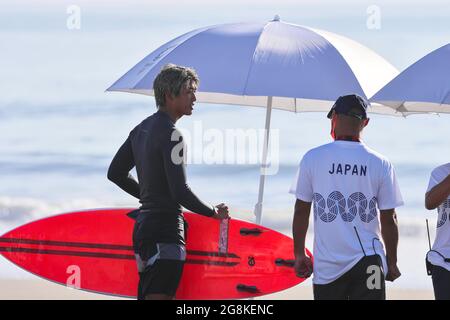 Ichinomiya, Chiba, Japon. 21 juillet 2021. Kanoa Igarashi (JPN) surf : avant les Jeux Olympiques de Tokyo 2020 à la Plage de surf de Tsurigasaki à Ichinomiya, Chiba, Japon . Credit: KONDO/AFLO/Alay Live News Banque D'Images