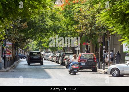 Rue Hamra populaire à Beyrouth, Liban Banque D'Images