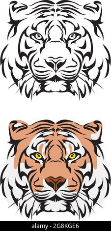 image de portrait de tigre pour marque, logo, illustration, noir et couleur, éléments de dessin des illustrations vectorielles de tigre Illustration de Vecteur