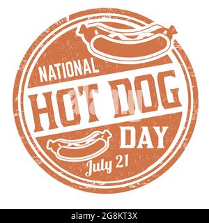 Timbre en caoutchouc national de jour de hot dog sur fond blanc, illustration vectorielle Illustration de Vecteur