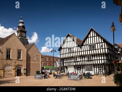 Royaume-Uni, Angleterre, Worcestershire, Evesham, Booth Hall et Town Hall Banque D'Images