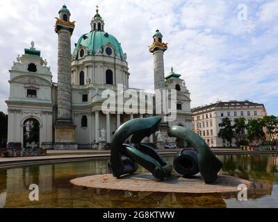 Wien, Kirche, Wien Architektur, Karlsplatz und Karlskirche, Wien, Autriche, Europe Banque D'Images