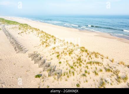 Vue aérienne sur une plage de Southampton Banque D'Images