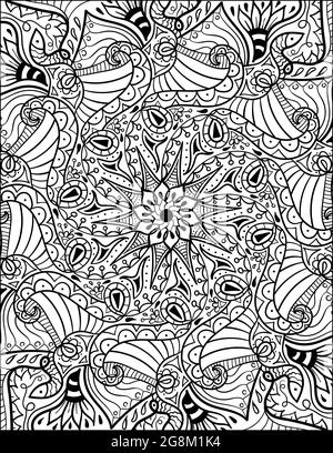 Illustration vectorielle de la page de livre de coloriage. Taille d'arrière-plan floral abstrait 8,5x11 pouces Illustration de Vecteur