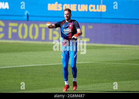 Sant Joan Despi, Espagne. 21 juillet 2021. Neto du FC Barcelone avant le match amical de pré-saison entre le FC Barcelone et Gimnastic de Tarragona au stade Johan Cruyff de Sant Joan Despi, Espagne. (Credit image: © Gerard Franco/DAX via ZUMA Press Wire) Banque D'Images