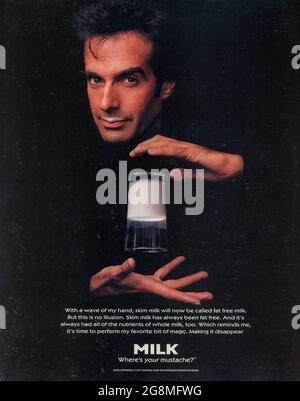 Publicité sur le lait pleine page de Life Magazine, années 1990, États-Unis Banque D'Images