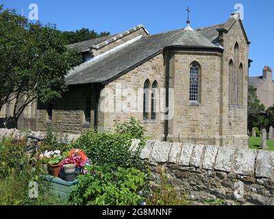 Construit en 1840, l'église Christ Church de Glasson est dans une belle position, accessible depuis le chemin de halage de la branche Glasson du canal de Lancaster. Banque D'Images