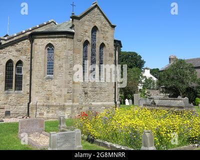 Construit en 1840, l'église Christ Church de Glasson est dans une belle position, accessible depuis le chemin de halage de la branche Glasson du canal de Lancaster. Banque D'Images