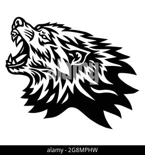 Logo Angry Wolf Vector Mascot Design Illustration de Vecteur