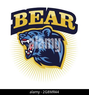 Grizzly en colère Roaring logo Design mascotte Vector Cartoon Illustration de Vecteur