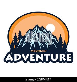 Logo pour Mountain Adventure , Camping, escalade Expedition. Logo et étiquettes vintage Vector, illustration de la conception de modèle Illustration de Vecteur