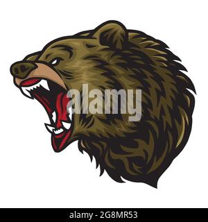 Angry Bear Roaring logo Mascot Vector Illustration de Vecteur