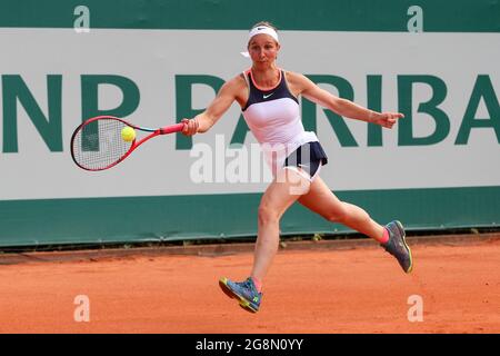 Gdansk, Pologne. 21 juillet 2021. Tamara Korpatsch (ALLEMAGNE) joue contre Weronika Falkowska (POLOGNE) lors du tournoi ouvert BNP Paribas Pologne (catégorie WTA 250) à Gdynia. (Note finale 7:5, 6:1 pour Korpatsch). Crédit : SOPA Images Limited/Alamy Live News Banque D'Images