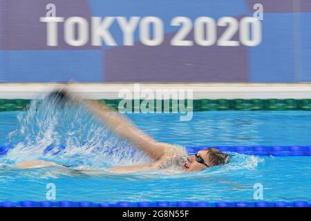 Tokio, Japon. 22 juillet 2021. Natation : Jeux Olympiques, entraînement au centre aquatique de Tokyo. Florian Wellbrock d'Allemagne en action. Credit: Michael Kappeller/dpa/Alay Live News Banque D'Images