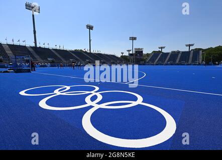 Tokio, Japon. 22 juillet 2021. Hockey : Jeux olympiques, entraînement au stade de hockey de l'Oi. Vue sur le North Pitch. Credit: Swen Pförtner/dpa/Alay Live News Banque D'Images