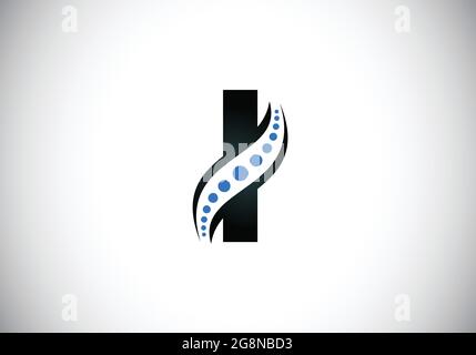 Initiale I lettre de monogramme alphabet avec le logo de colonne chiropratique. Icône soins de la colonne vertébrale. Emblème de police. Logotype moderne pour les affaires orthopédiques Illustration de Vecteur