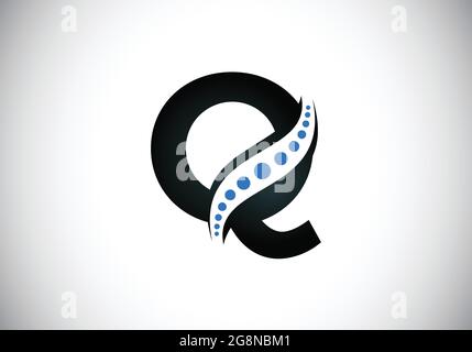 Lettre initiale Q monogramme lettre alphabet avec le logo de colonne chiropratique. Icône soins de la colonne vertébrale. Emblème de police. Logotype moderne pour les affaires orthopédiques Illustration de Vecteur
