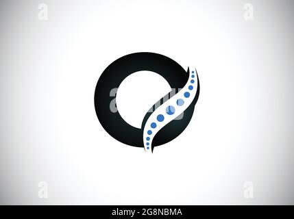 Lettre initiale de l'O monogramme avec logo de colonne vertébrale chiropratique. Icône soins de la colonne vertébrale. Emblème de police. Logotype moderne pour les affaires orthopédiques Illustration de Vecteur