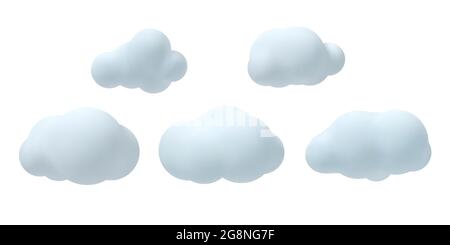 Ensemble de nuages vectoriels 3d. Illustration de Vecteur