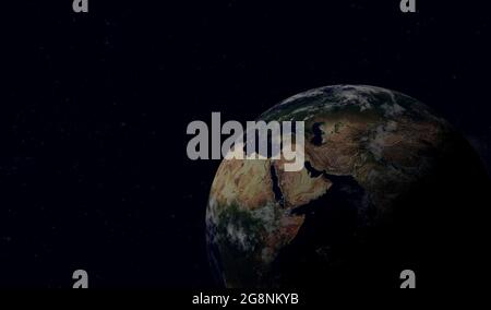 rendu 3d. Vue de la planète Terre depuis l'espace la nuit montrant pour le fond scientifique, espace. Éléments de cette image fournis par la NASA Banque D'Images